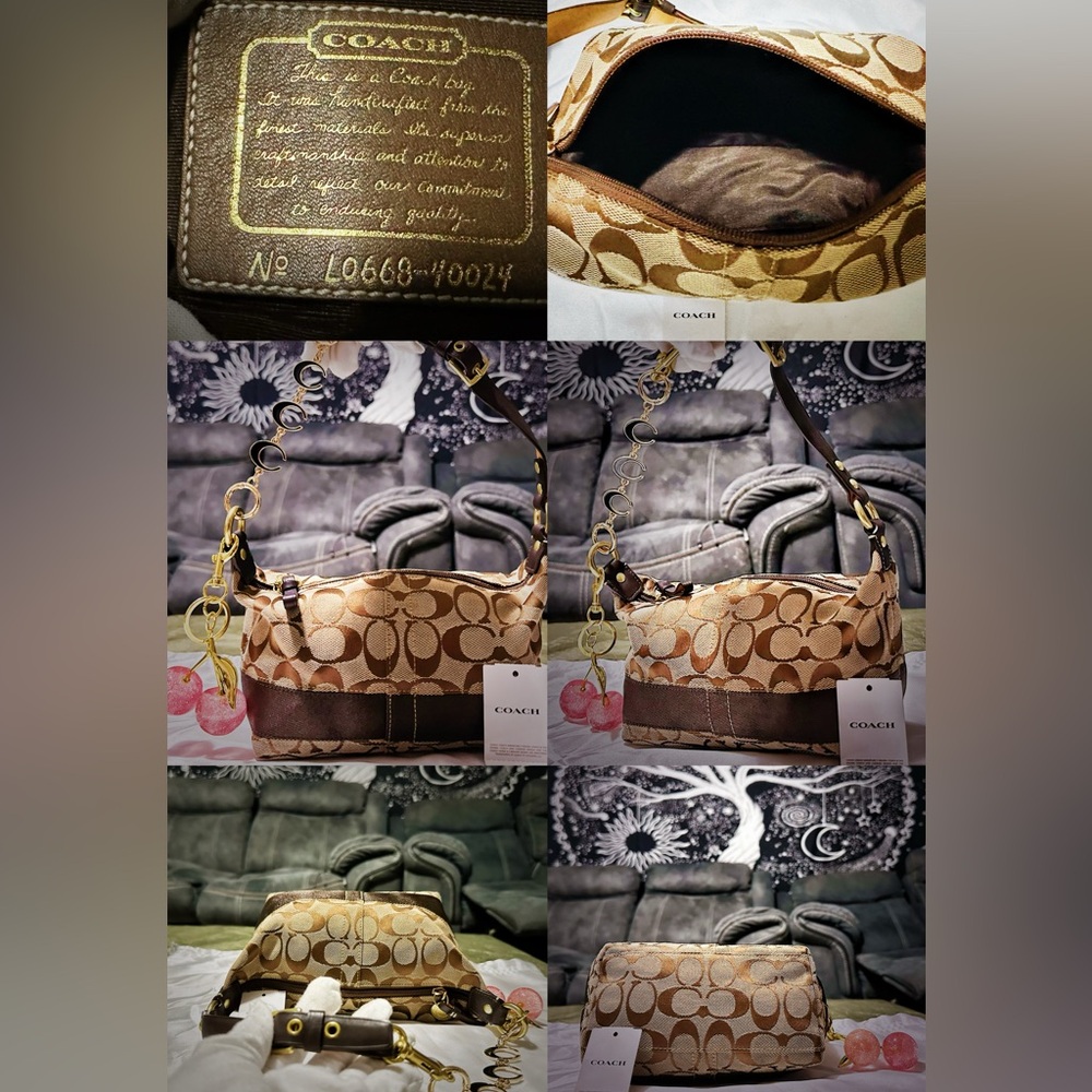 Vintage Coach Y2K soho shoulder Bag small Gold and Brown Designer Shoulder Bag - Picture 8 of 17